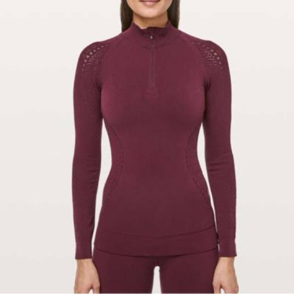 Lululemon Reveal 1/2 Zip *Mindful Motion in Deep Ruby